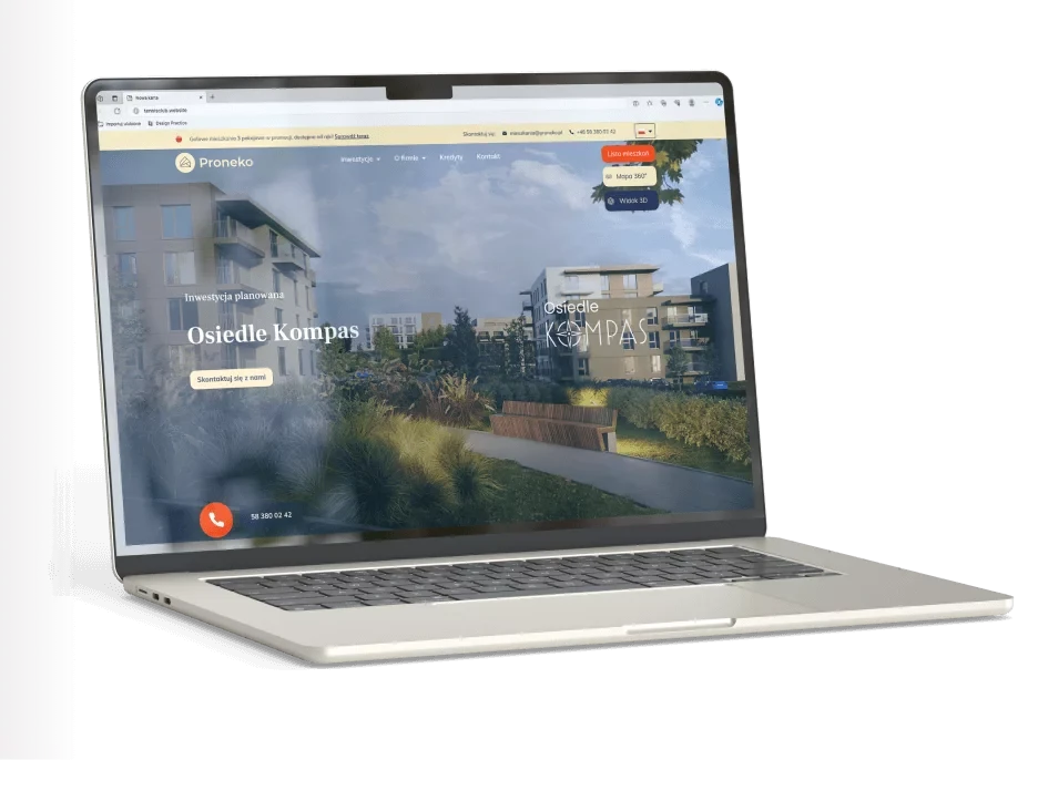 Strona www dla dewelopera Proneko, która zdobywa klientów z całej Polski